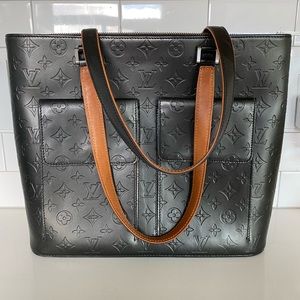 Louis Vuitton Embossed Black and Tan Tote